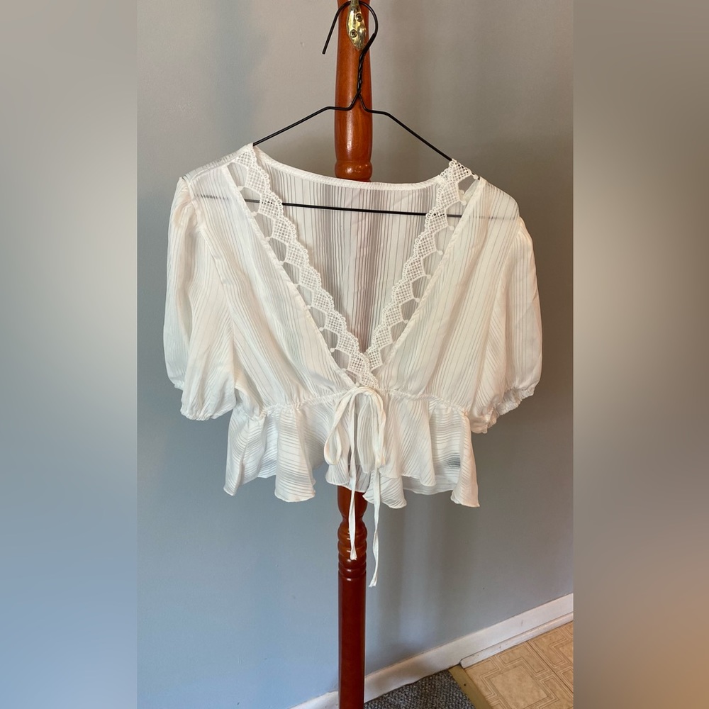 White silk crop top